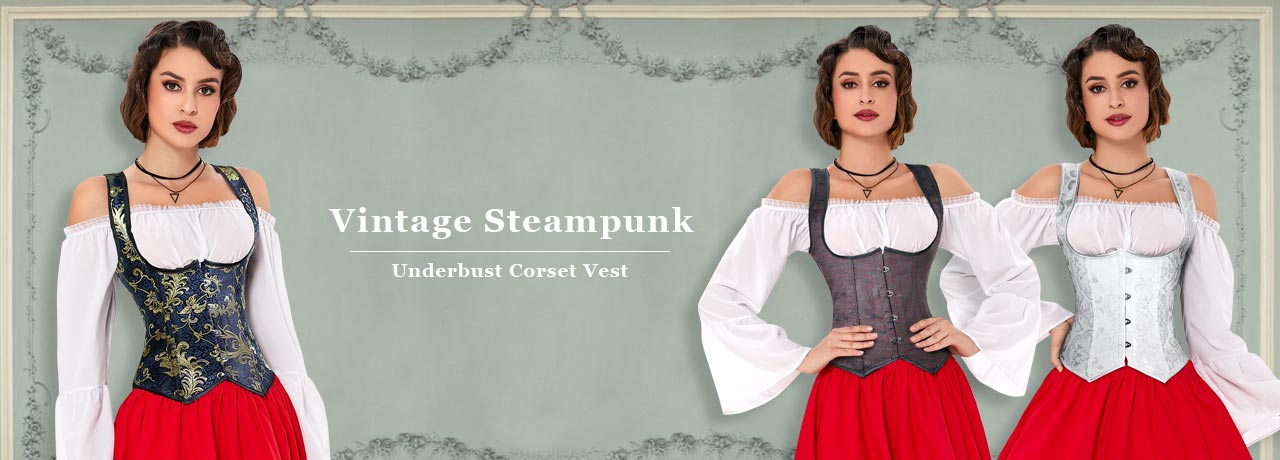 Vintage Steel Boned Underbust Waist Cincher Renaissance Corset Top